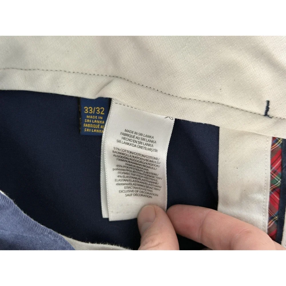 Polo Ralph Lauren Pants Mens 33x32 Blue Regular Chino Cotton Twill With Stretch